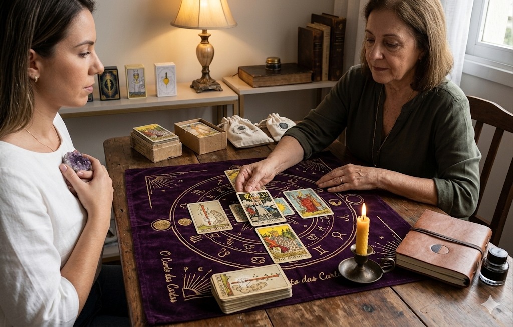 Cartas de tarô sobre a mesa